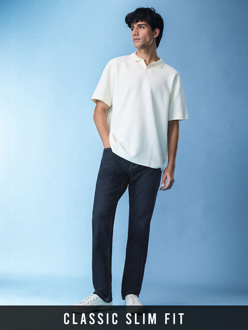 Classic Slim Fit Jeans: Dark Blue Men Classic Slim Fit Jeans