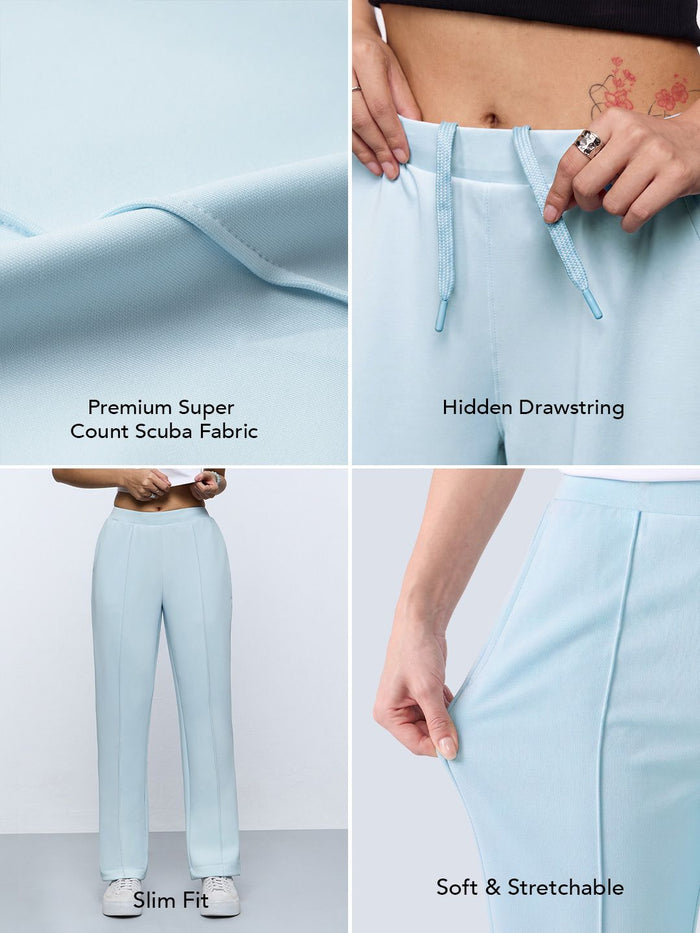 Premium Scuba Joggers: Sky Blue Women Slim Joggers
