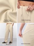 Premium Scuba Joggers: Vanilla Cream Women Barrel Joggers
