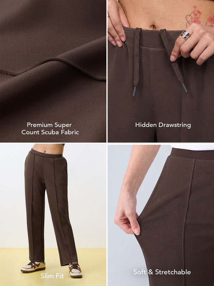 Premium Scuba Joggers: Hazelnut Brown Women Slim Joggers