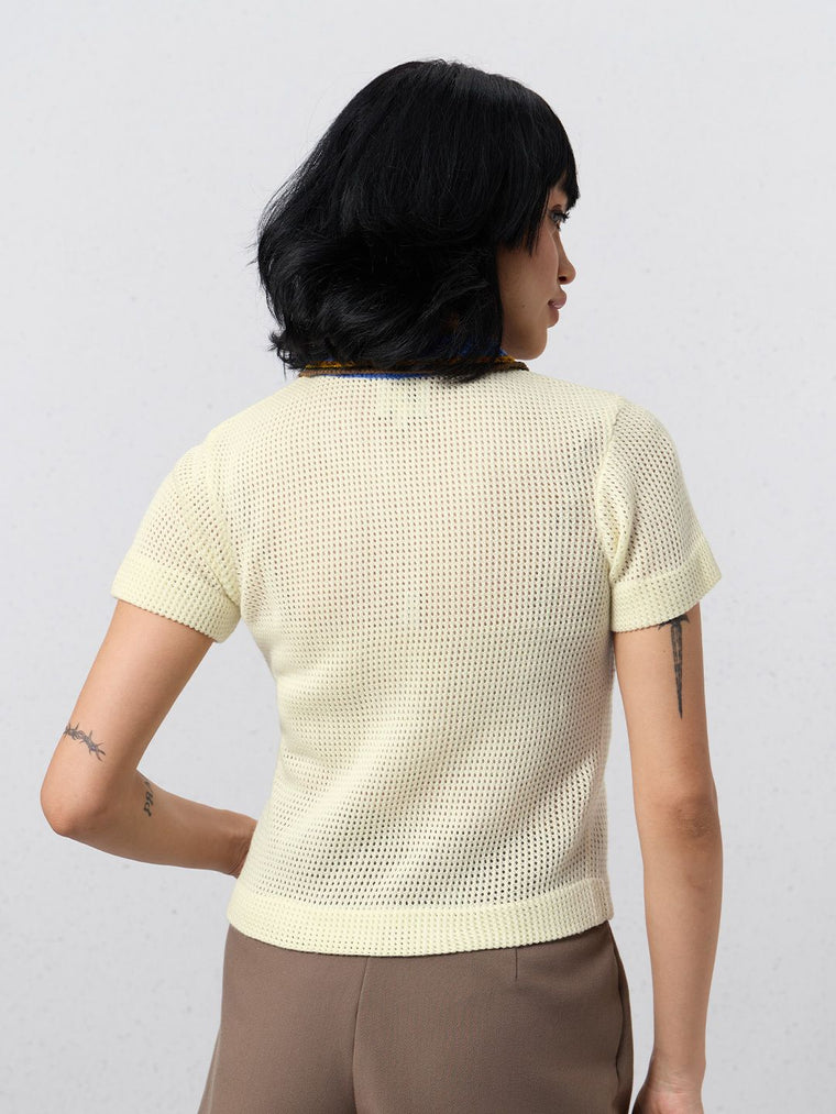 Open Knit Polo: Prism Women Polo T-Shirts