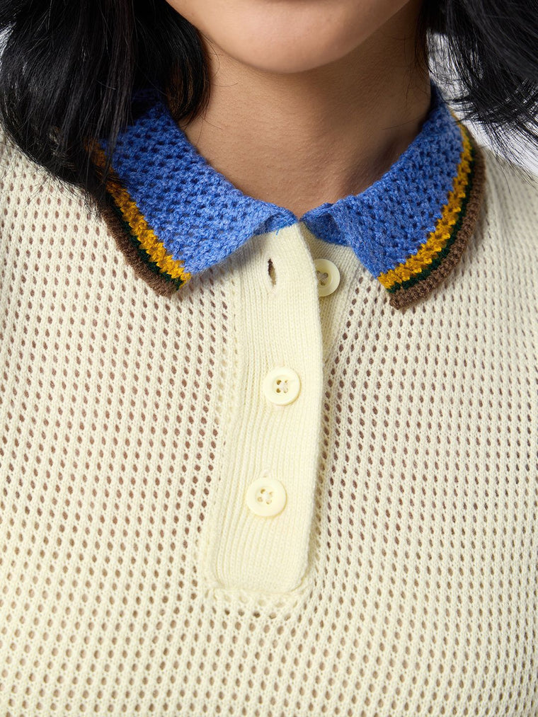 Open Knit Polo: Prism Women Polo T-Shirts