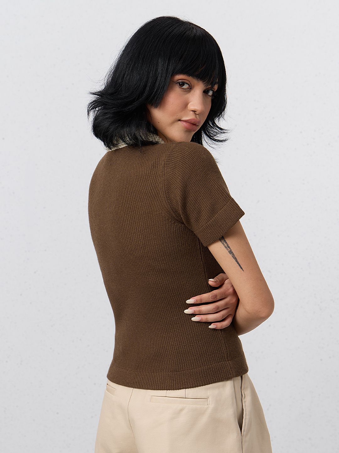 Textured Polo: Espresso Women Polo T-Shirts