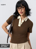 Textured Polo: Espresso Women Polo T-Shirts
