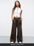Classic Solid Pants: Burnt Umber Women Wide Pants