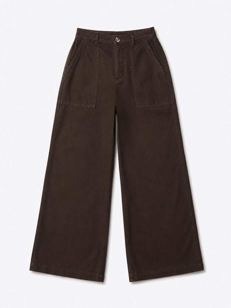 Classic Solid Pants: Burnt Umber Women Wide Pants