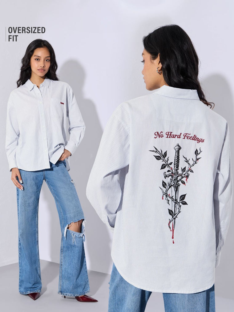 Striped Shirt: No Hard Feelings Women Oversized Shirts
