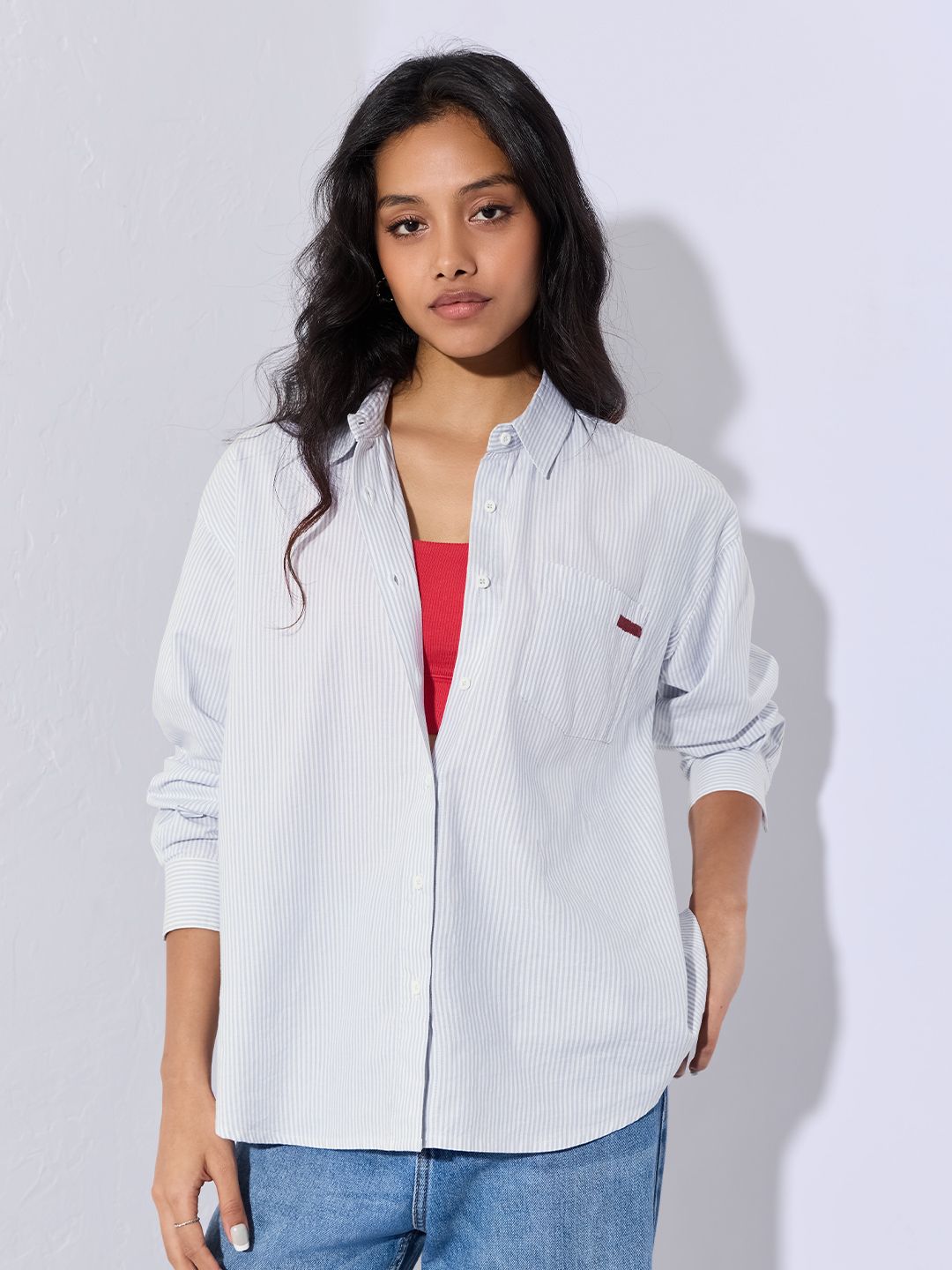 Striped Shirt: No Hard Feelings Women Oversized Shirts