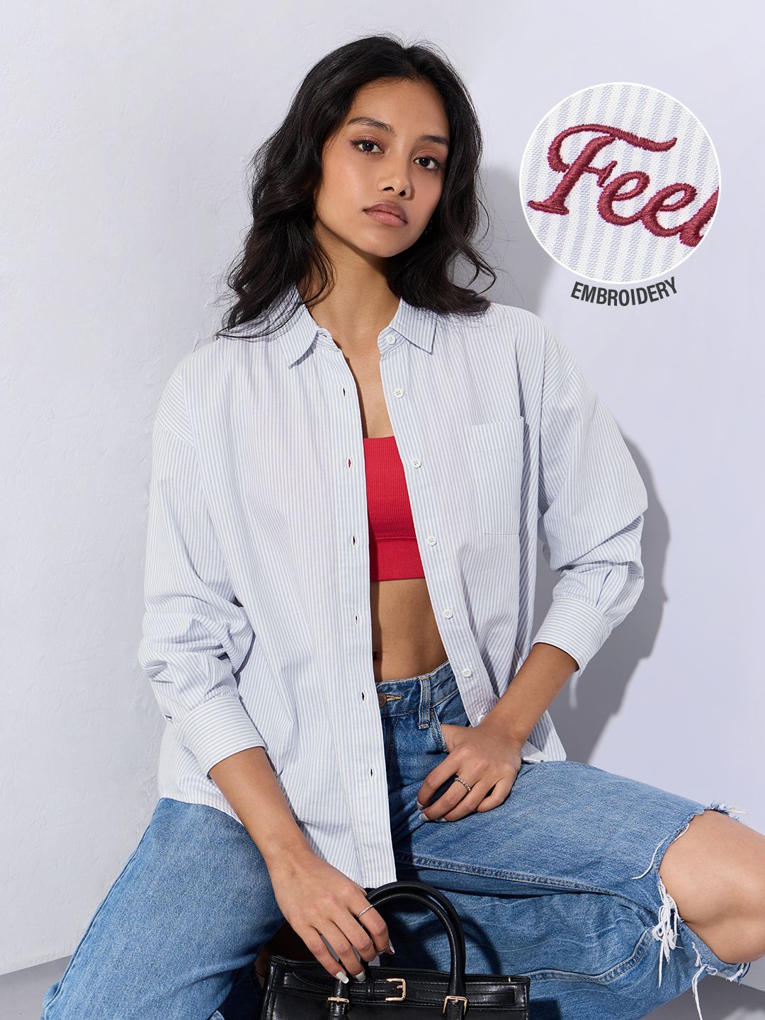 Striped Shirt: No Hard Feelings Women Oversized Shirts