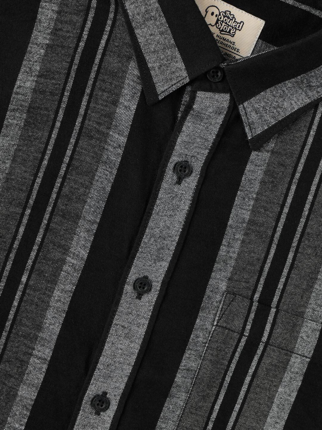 Striped Shirt: Charcoal Men Relaxed Shirts