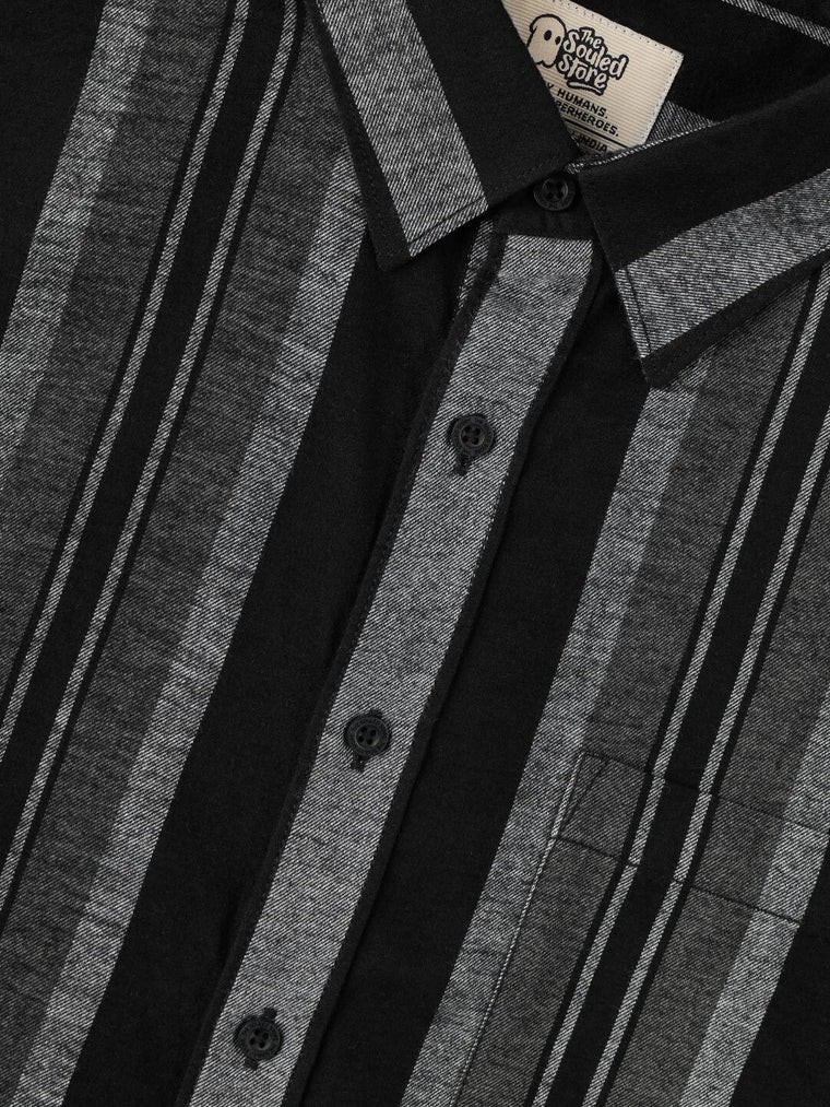 Striped Shirt: Charcoal Men Relaxed Shirts
