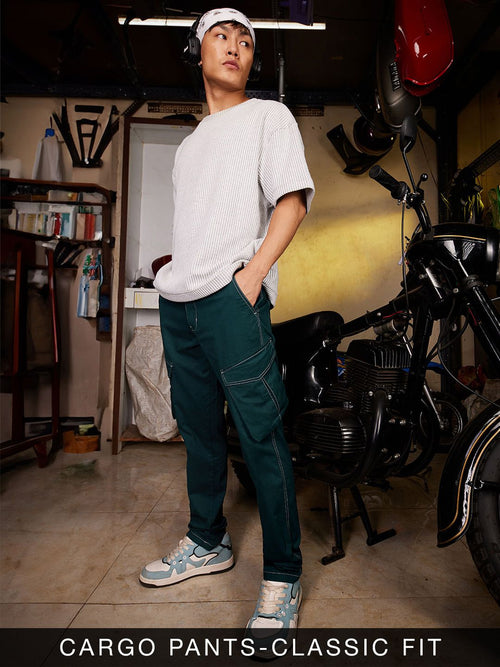 Solids: Indigo Men Cargo Pants