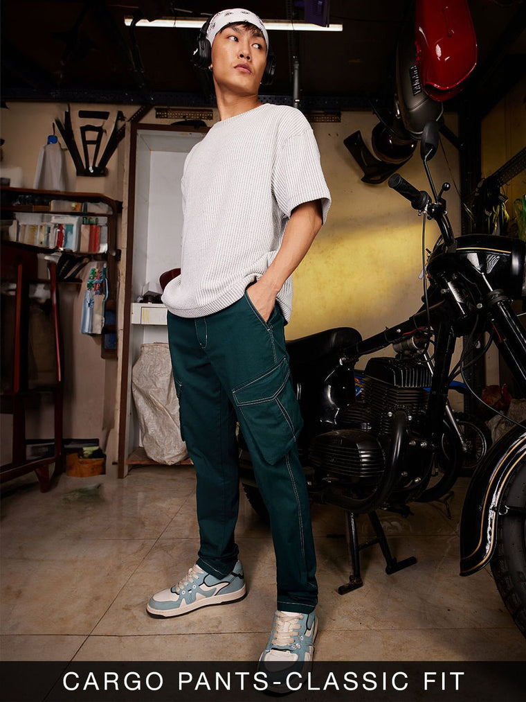 Solids: Indigo Men Cargo Pants