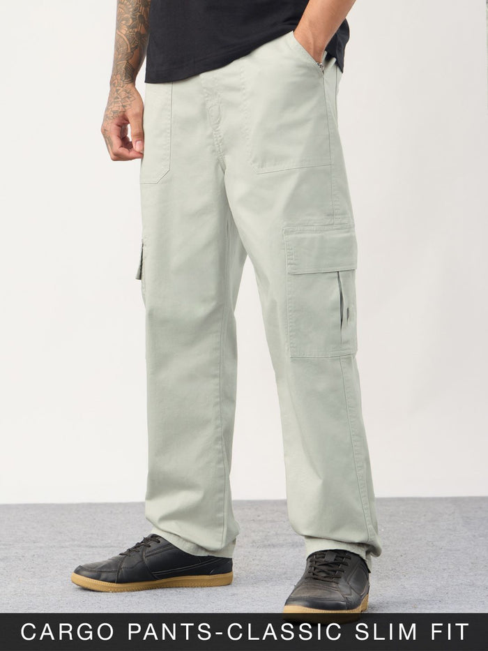 Cargo Pants: Feather Grey Men Cargo Pants