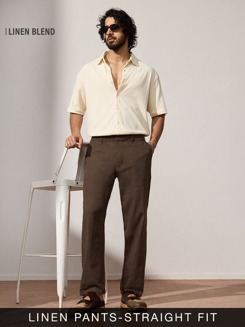 Korean Pants: Mocha Cotton Linen Pants