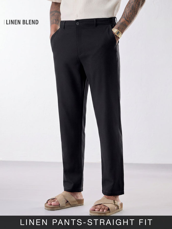 Linen Pants: Carbon Black Cotton Linen Pants