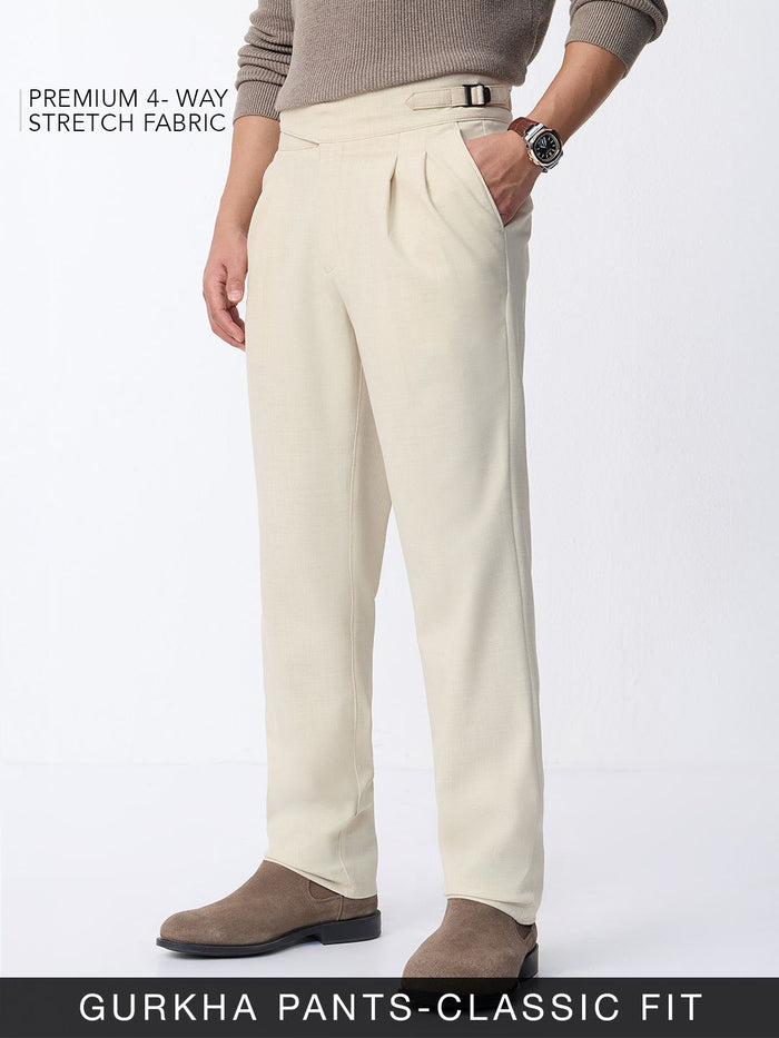 Gurkha Pants: Vanilla White Men Super Flex Pants