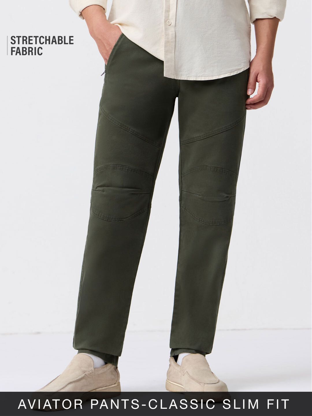 Aviator Pants: Dark Olive Men Pants
