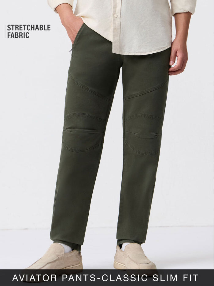 Aviator Pants: Dark Olive Men Pants