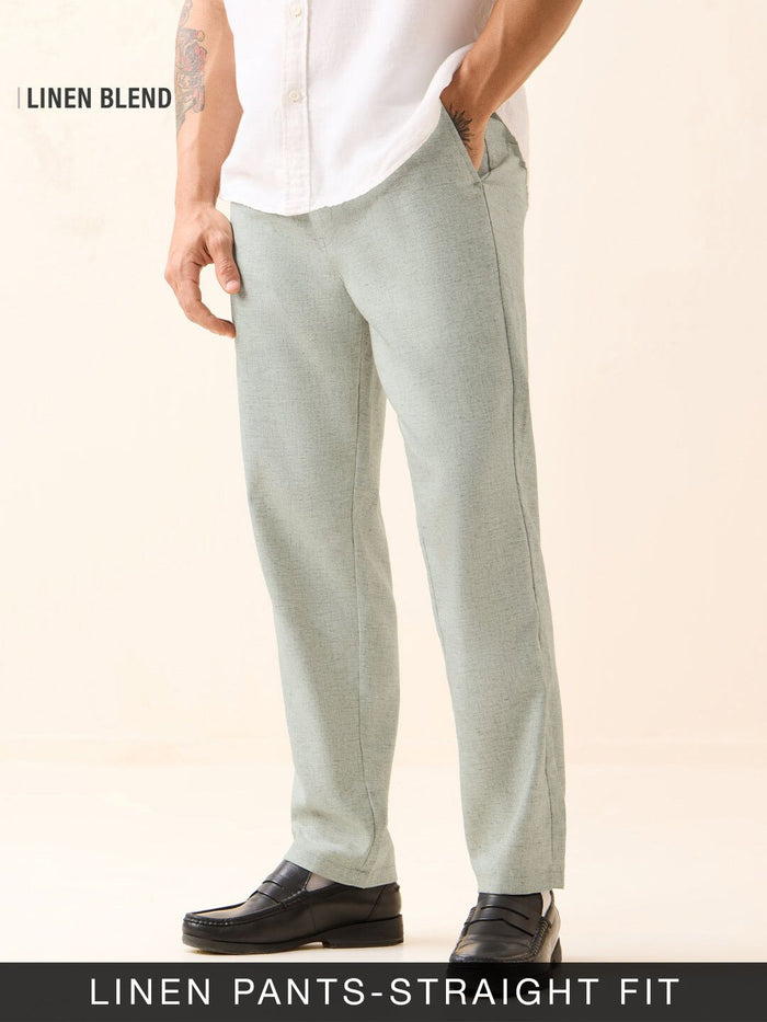 Linen Pants: Pale Graphite Men Pants